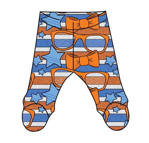 Stripes & Bowties Newborn Footed Pants