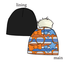 Load image into Gallery viewer, Stripes &amp; Bowties Slouchy Beanie (Reversible!)