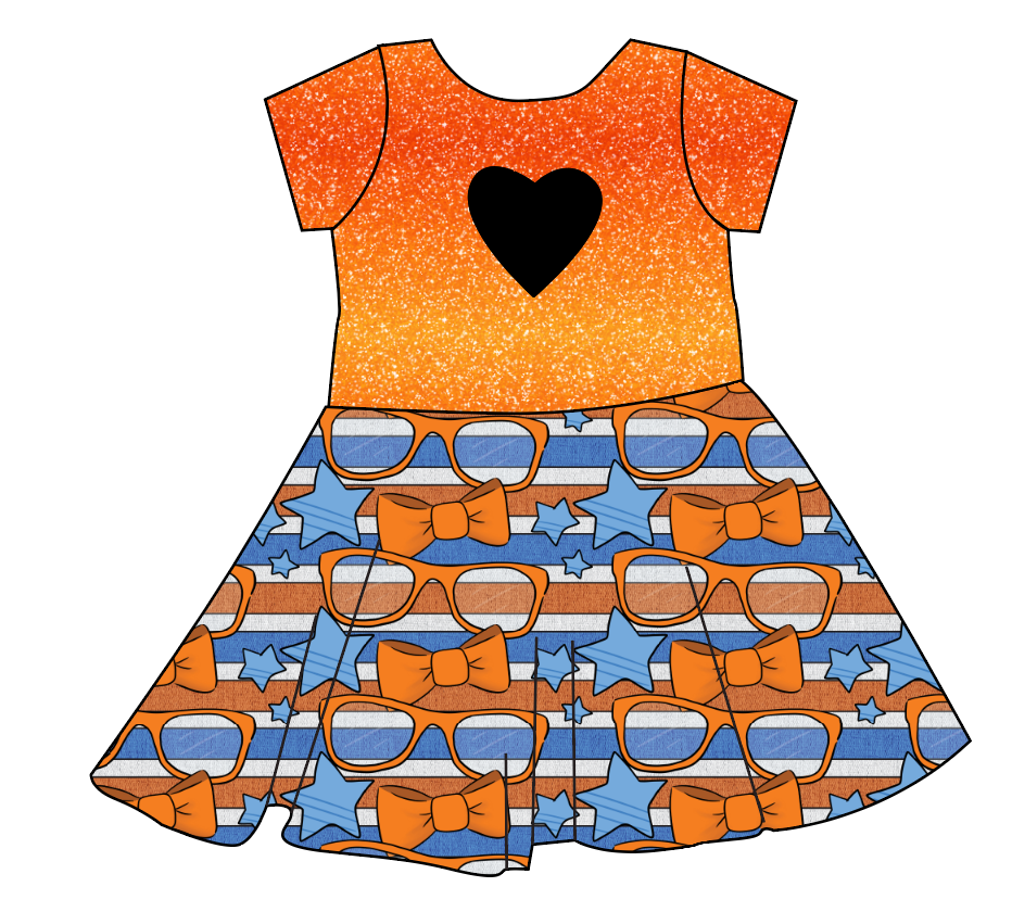 Stripes & Bowties Molly Heart Back Twirly Dress