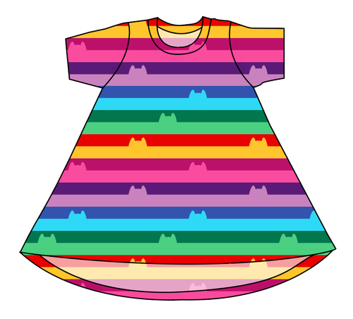 Meow Stripes Basic T-Shirt Dress