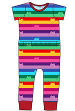 Load image into Gallery viewer, Meow Stripes Bennett Pants and Shorts Length T-Shirt Romper