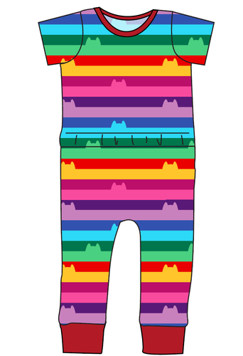 Meow Stripes Bennett Pants and Shorts Length T-Shirt Romper