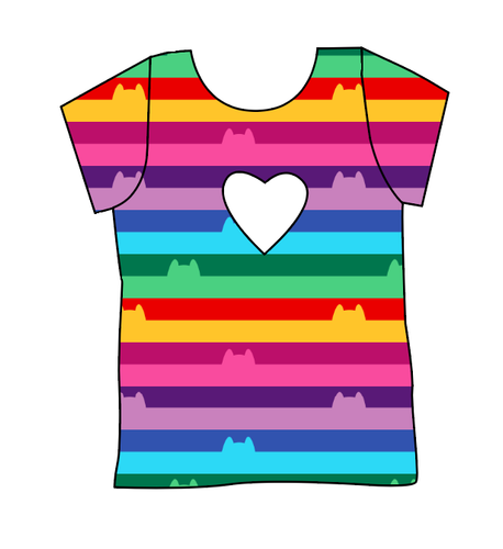 Meow Stripes Cambria Heart Back Tee