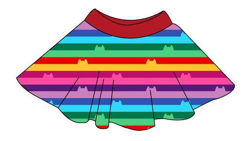 Meow Stripes Circle Skirt