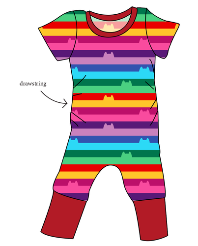 Meow Stripes Grow With Me Pants And Shorts Romper