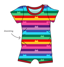 Load image into Gallery viewer, Meow Stripes Grow With Me Pants And Shorts Romper