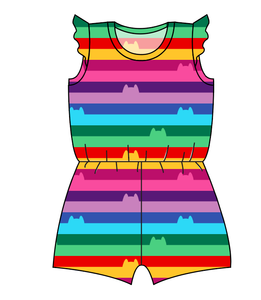 Meow Stripes Ivy Summer Romper