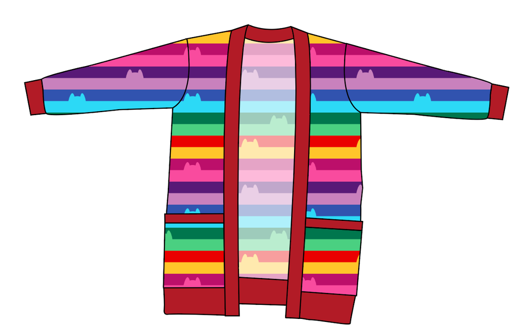 Meow Stripes Ladies' Grandpa Cardigan