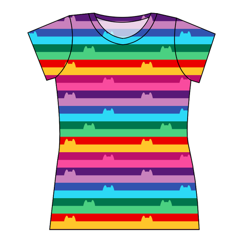 Meow Stripes Ladies' Basic Tee