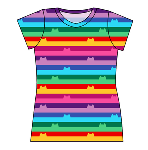 Meow Stripes Ladies' Basic Tee