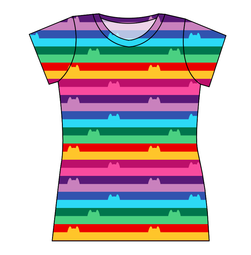Meow Stripes Ladies' Basic Tee