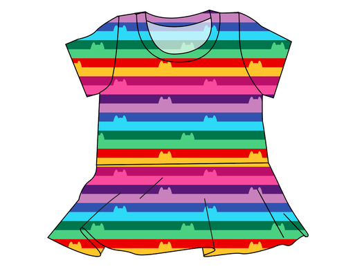 Meow Stripes Ladies' Peplum Top