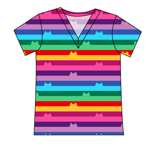 Meow Stripes Ladies' Slouchy V-Neck Tee