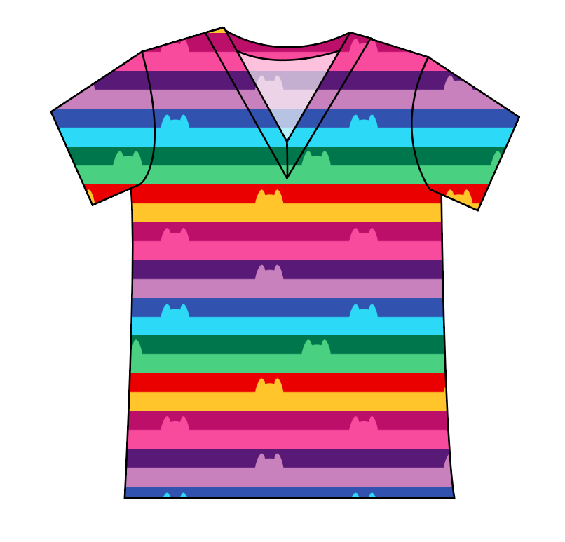 Meow Stripes Ladies' Slouchy V-Neck Tee