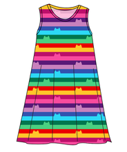 Load image into Gallery viewer, Meow Stripes Ladies&#39; Swing Dress