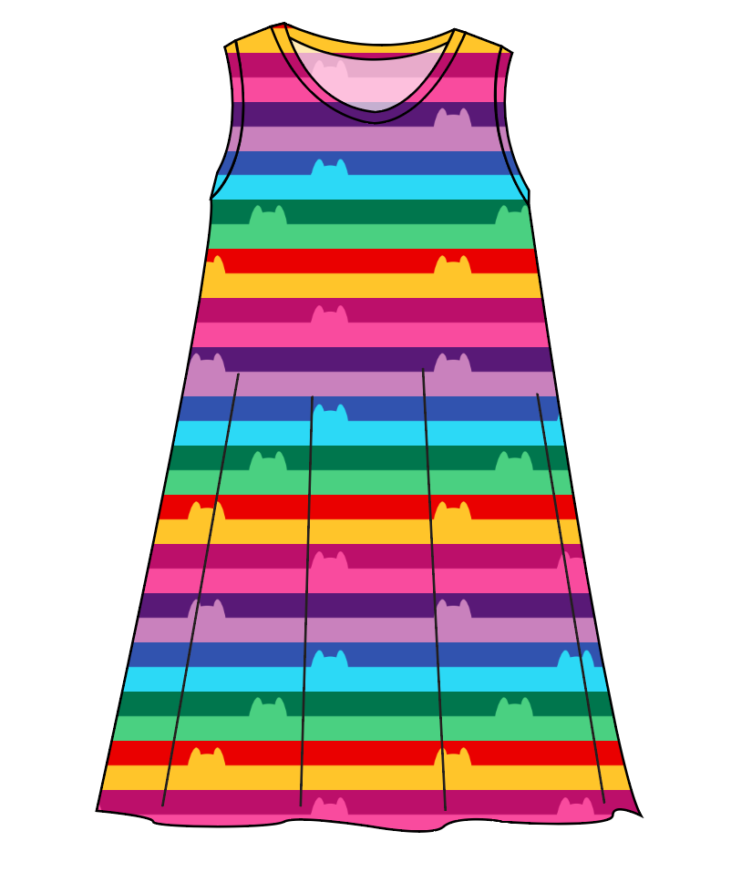 Meow Stripes Ladies' Swing Dress