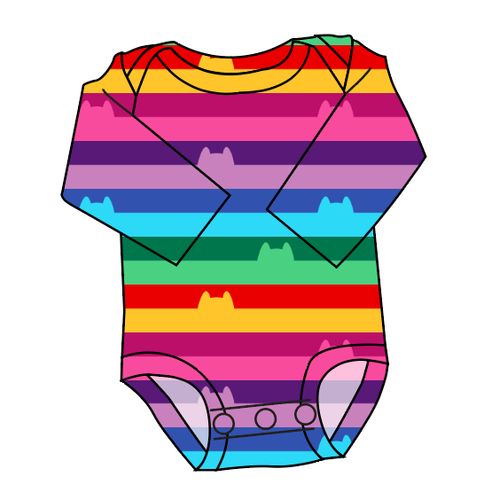 Meow Stripes Lap Neck Bodysuit