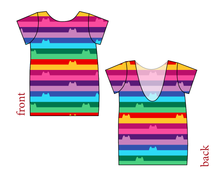 Load image into Gallery viewer, Meow Stripes Low Back Ballerina Tee