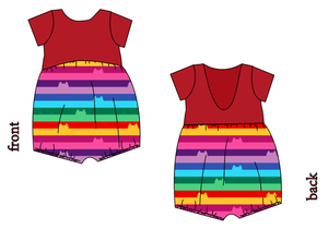 Meow Stripes Low Back Romper and Bubble Romper