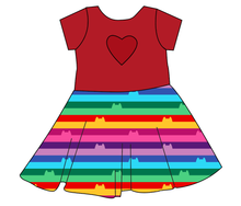 Load image into Gallery viewer, Meow Stripes Molly Heart Back Twirly Dress