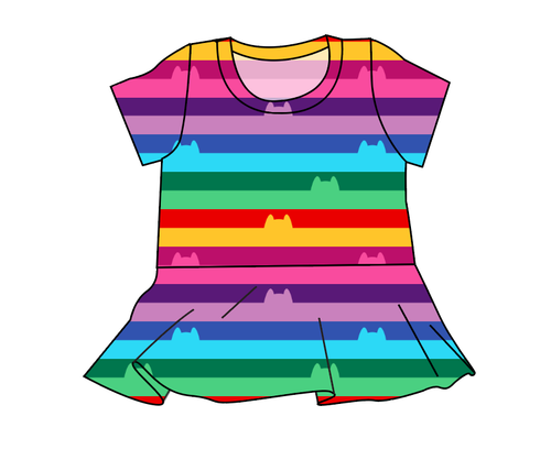 Meow Stripes Peplum Top