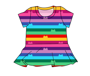 Meow Stripes Peplum Top
