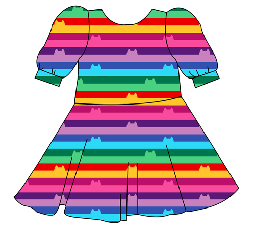 Meow Stripes Prairie Dress