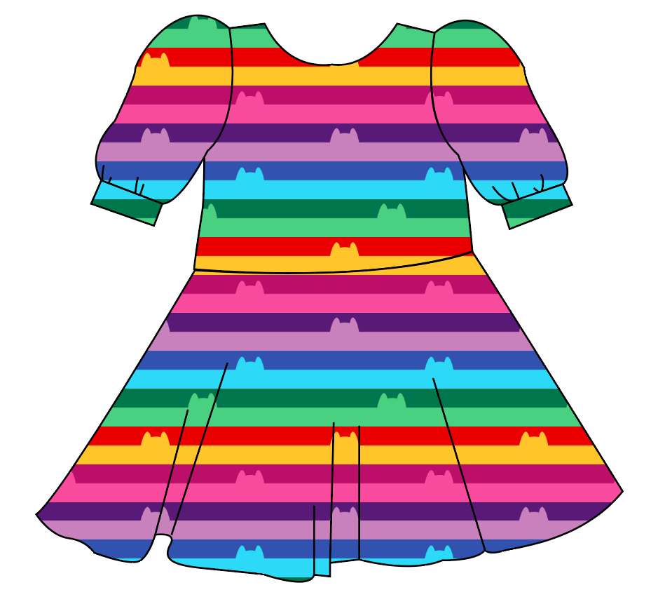 Meow Stripes Prairie Dress