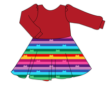 Load image into Gallery viewer, Meow Stripes Prairie Dress