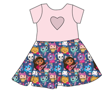 Load image into Gallery viewer, Gabby Cats Molly Heart Back Twirly Dress