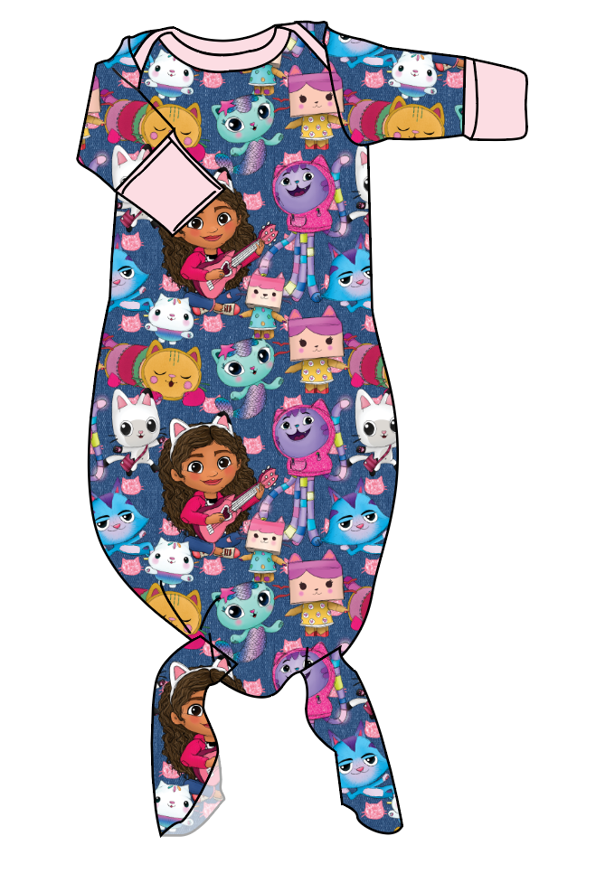 Gabby Cats Newborn Knotted Gown