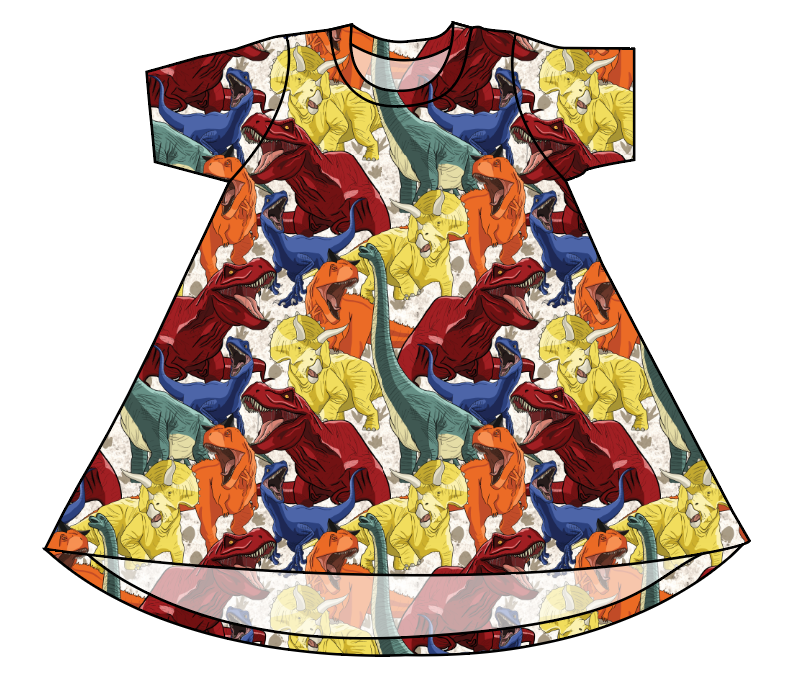Jurassic Dinos Basic T-Shirt Dress
