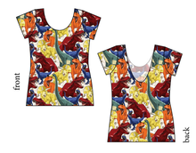 Load image into Gallery viewer, Jurassic Dinos Ladies&#39; Low Back Ballerina Tee