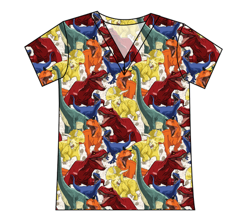 Jurassic Dinos Ladies' Slouchy V-Neck Tee