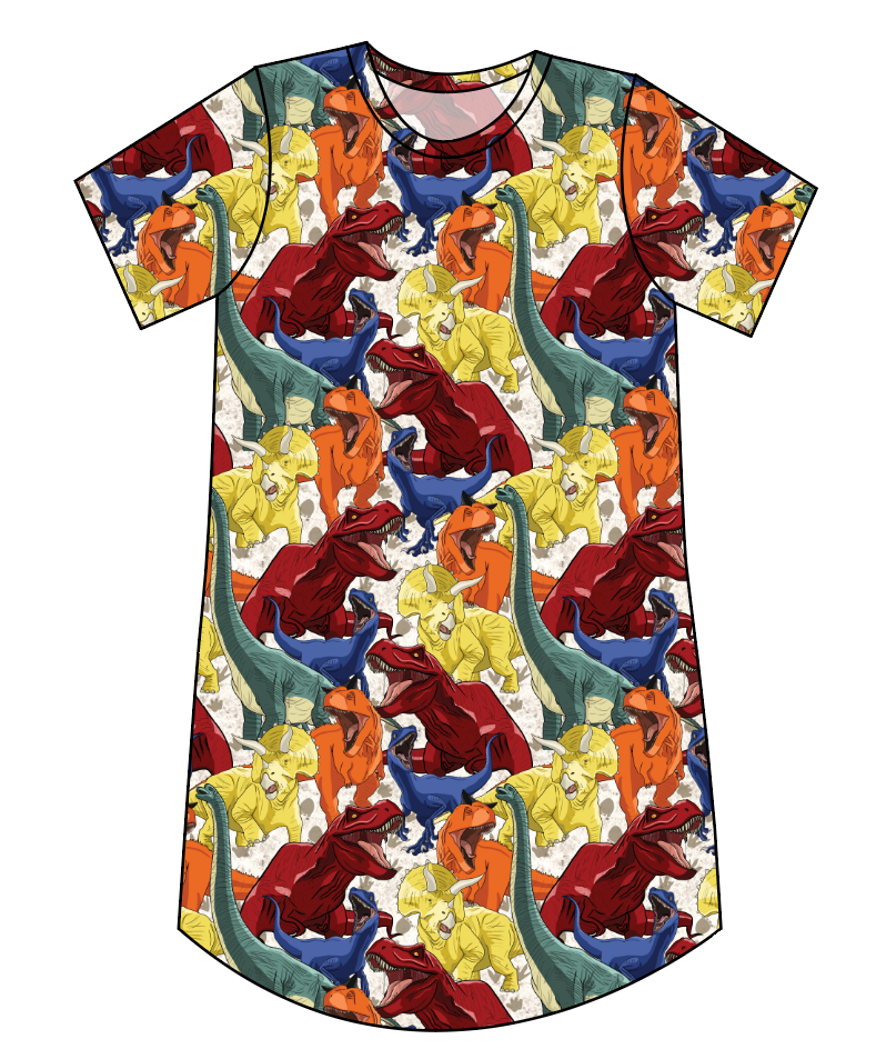 Jurassic Dinos Ladies' T-Shirt Dress