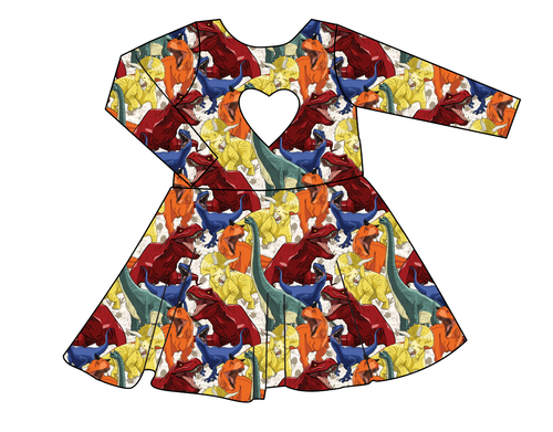 Jurassic Dinos Molly Heart Back Twirly Dress