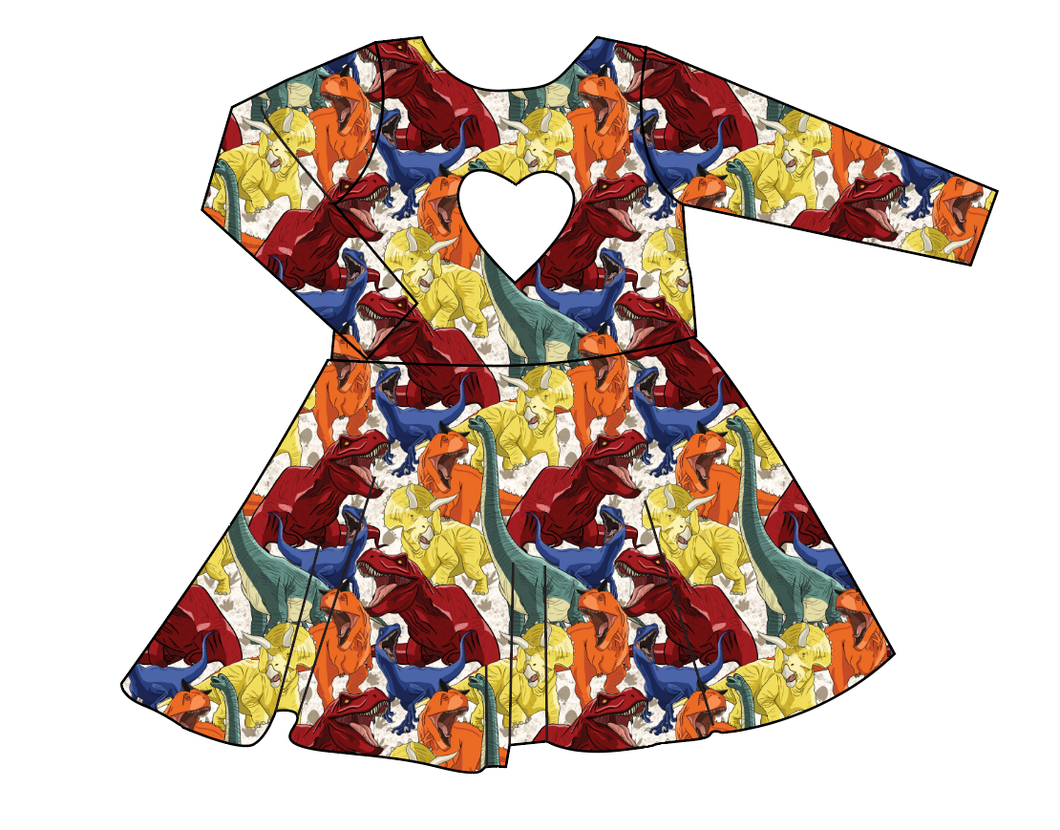 Jurassic Dinos Molly Heart Back Twirly Dress