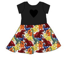 Load image into Gallery viewer, Jurassic Dinos Molly Heart Back Twirly Dress