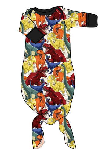 Jurassic Dinos Newborn Knotted Gown