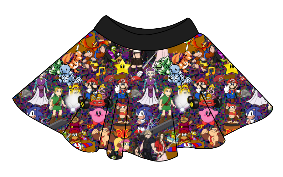 90s Gamer Circle Skirt