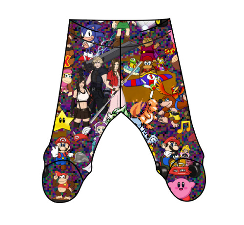 90s Gamer Newborn Footed Pants