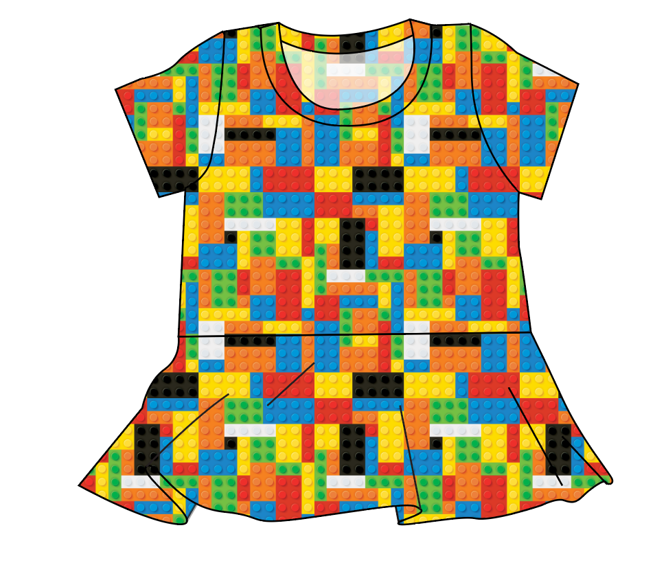 Rad Blocks Ladies' Peplum Top