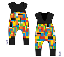 Load image into Gallery viewer, Rad Blocks Low Back Romper and Bubble Romper