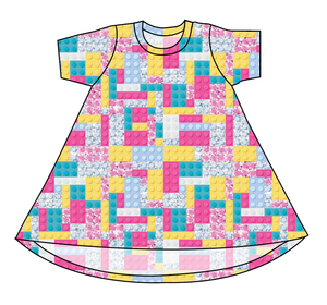 Cupcake Blocks Basic T-Shirt Dress