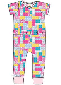Cupcake Blocks Bennett Pants and Shorts Length T-Shirt Romper
