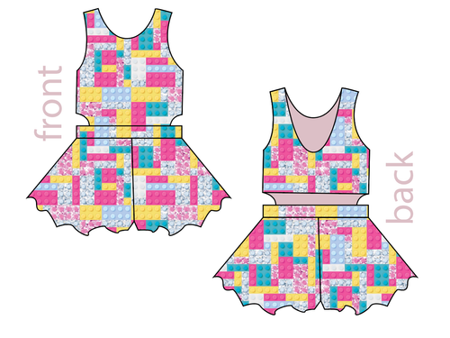 Cupcake Blocks Kids Playsuit