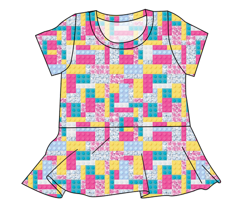 Cupcake Blocks Ladies' Peplum Top