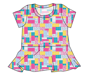 Cupcake Blocks Ladies' Peplum Top