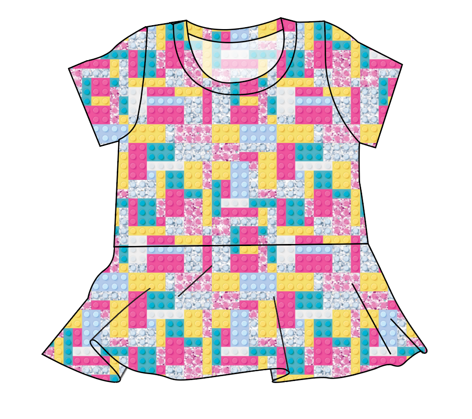 Cupcake Blocks Ladies' Peplum Top