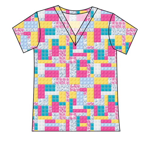 Cupcake Blocks Ladies' Slouchy V-Neck Tee
